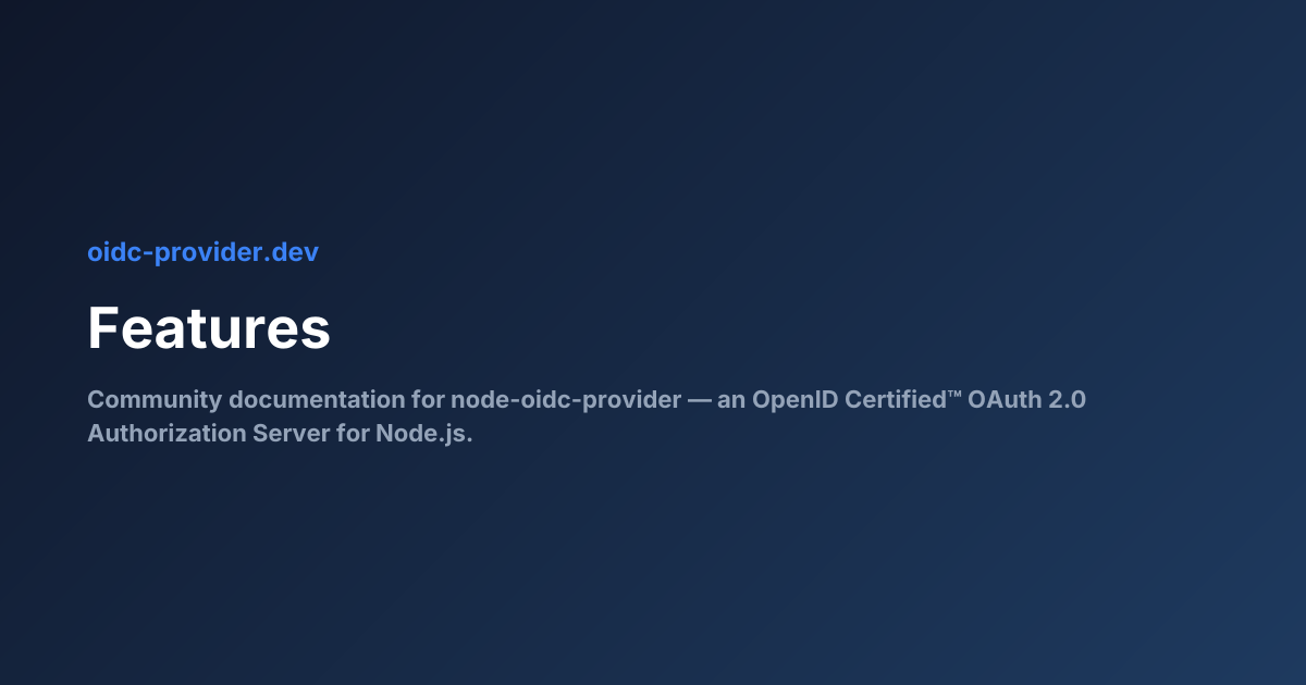 Features | oidc-provider